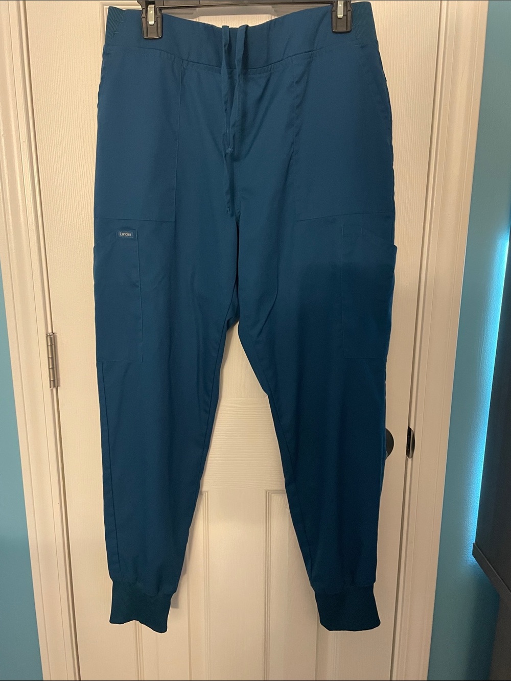Landau Teal Blue Jogger Scrub Pants with Cargo Pockets